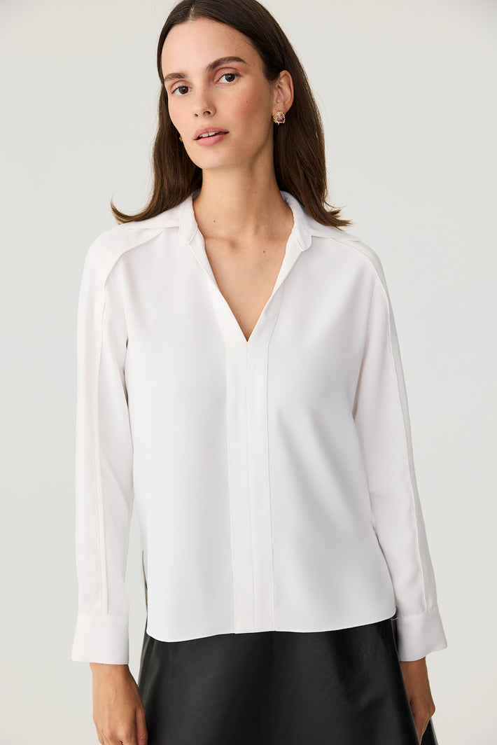 Lark Blouse - Ivory Crepe