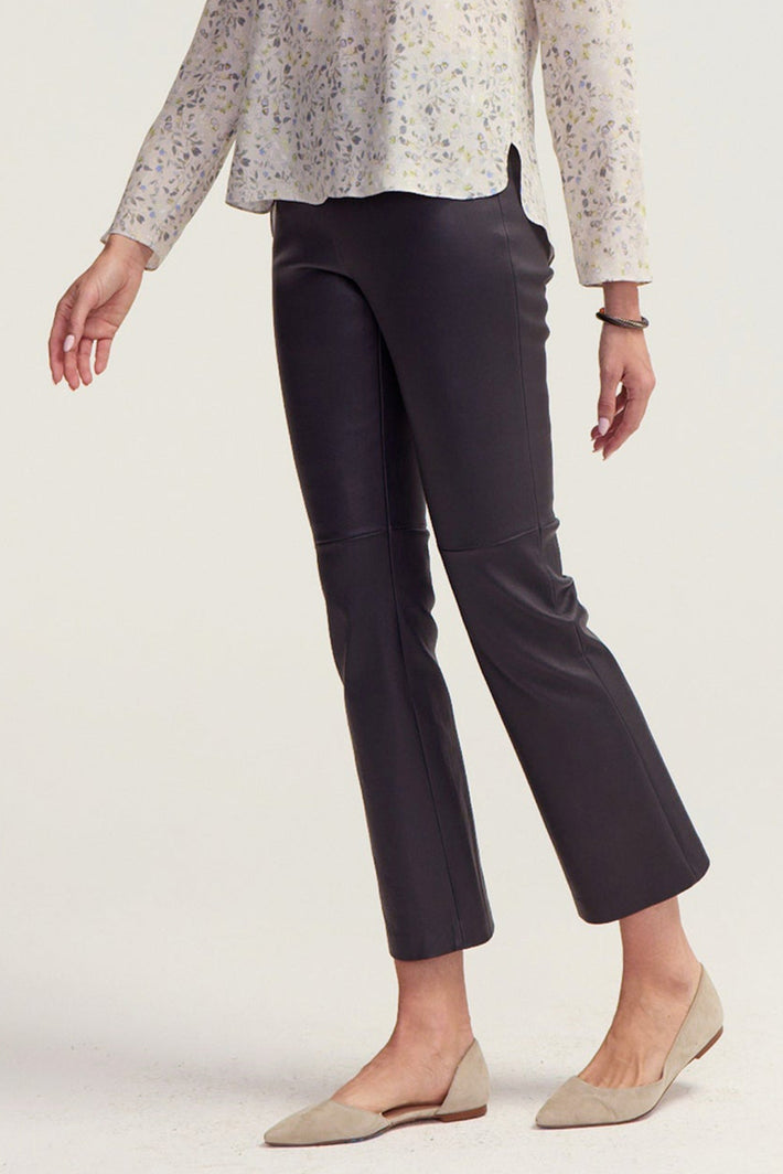 Leather Kick Flare Pant Crop - Charcoal