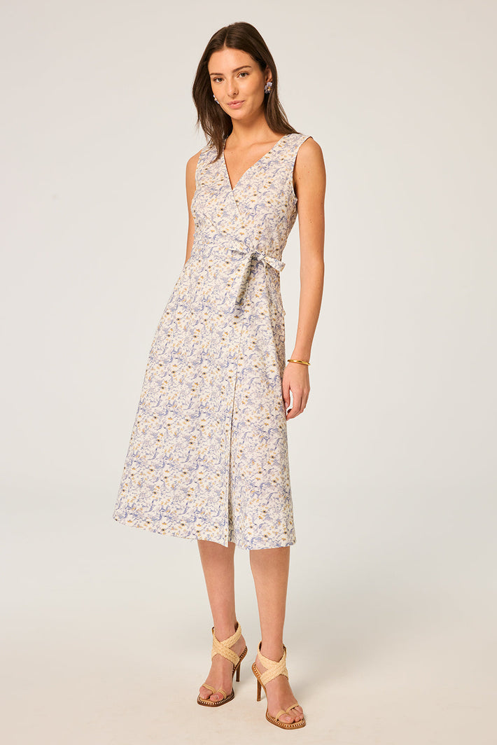 Leon Dress - Indigo Anemone Stretch Cotton