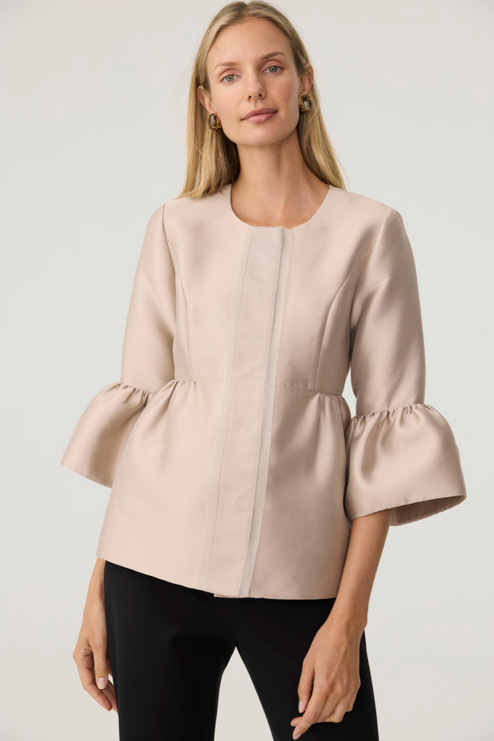 Ribbon Blazer - Mushroom Pique Mikado