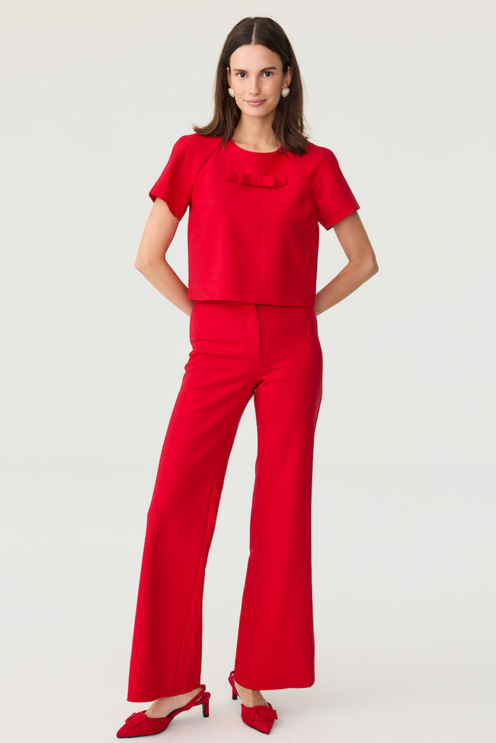 Charlie Pant in Red Bi-Stretch Wool