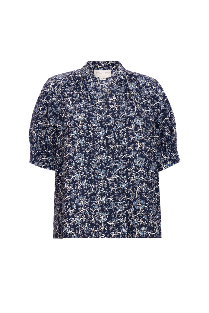 Marigold Blouse - Lapis Vine