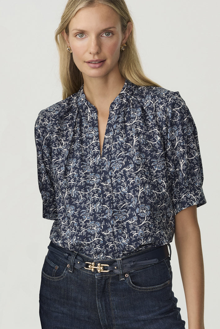 Marigold Blouse - Lapis Vine