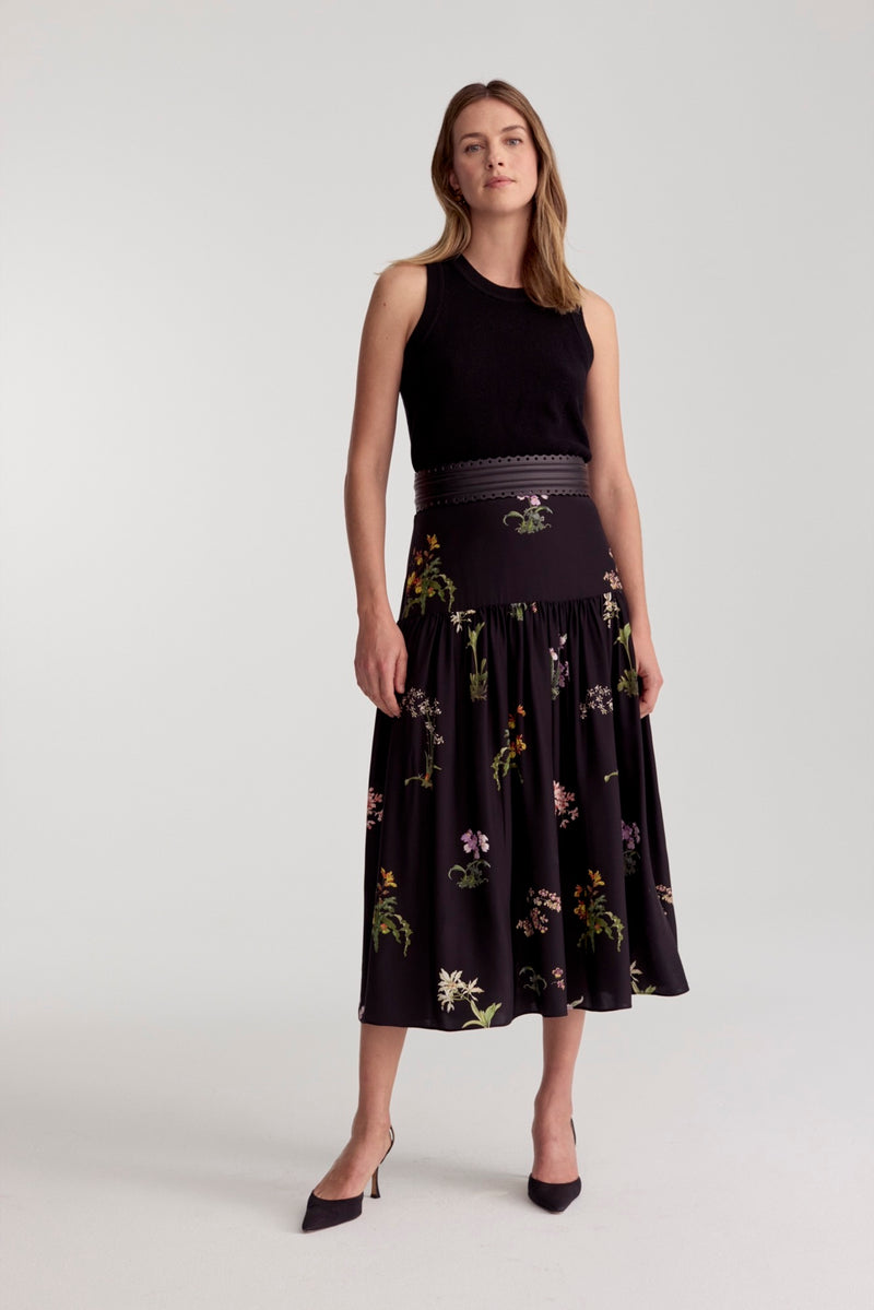 Oleanda Skirt Black Orchid Charmeuse