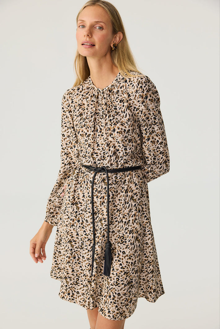 Petal Dress - Beige Animal