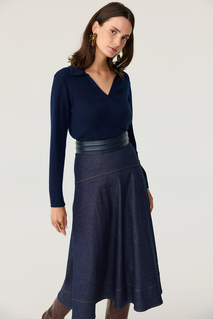 Polo Neck Sweater - Navy