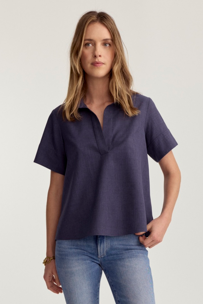 Prado Blouse Navy Poplin