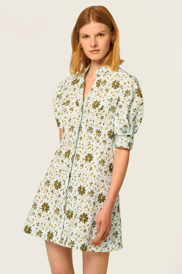 Provence Dress - Moss Fleur Stretch Cotton