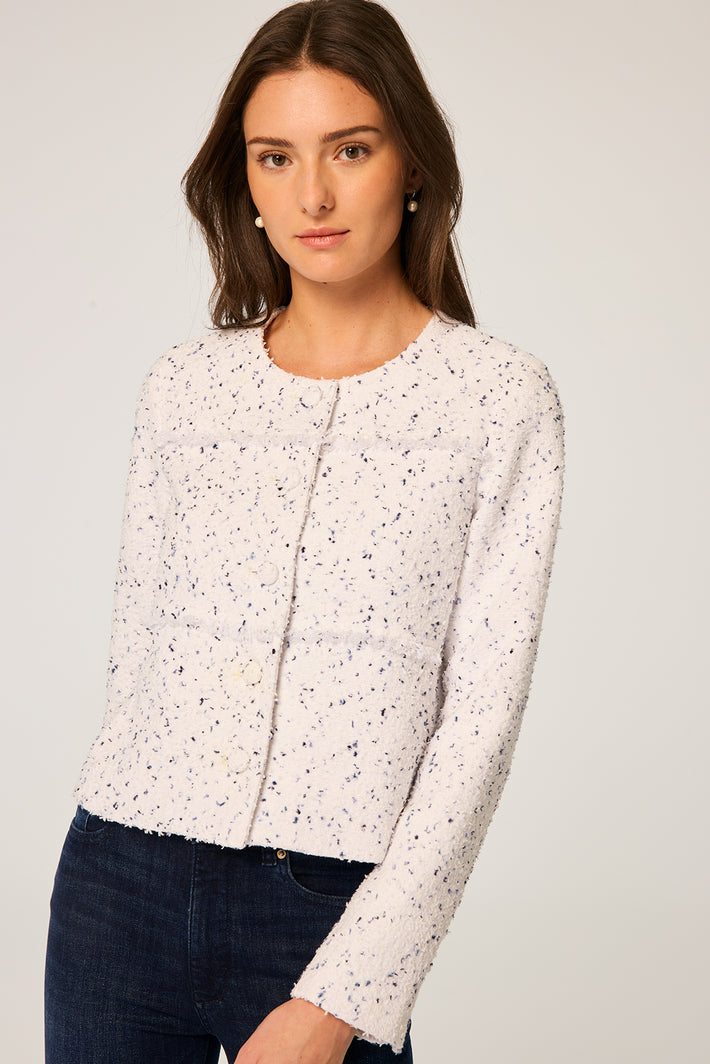 Sabine Jacket - White Blue Tweed