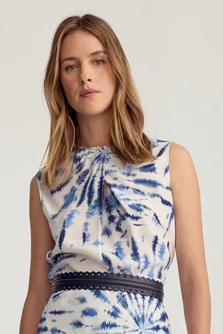 Sleeveless Ginger Blouse Blue Tie Dye
