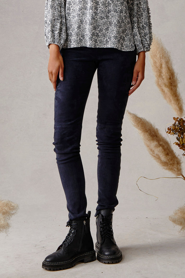 Suede Leggings - Navy