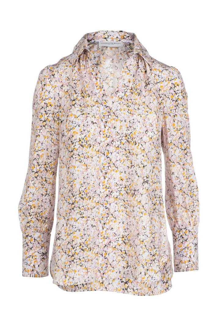Laurel Blouse Lilac Marble Silk Charmeuse