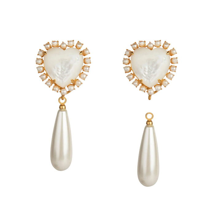 Heart Pearl Drop Earring