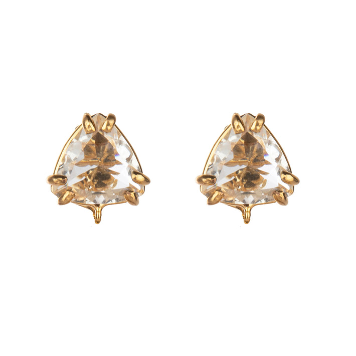 Pyramid Stud Earrings - Quartz