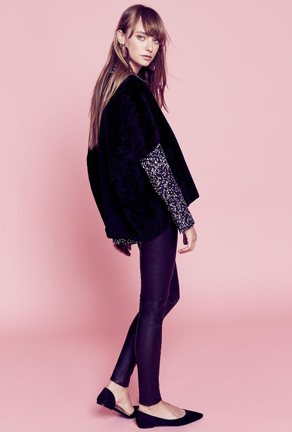 Shearling Cocoon Vest - Black