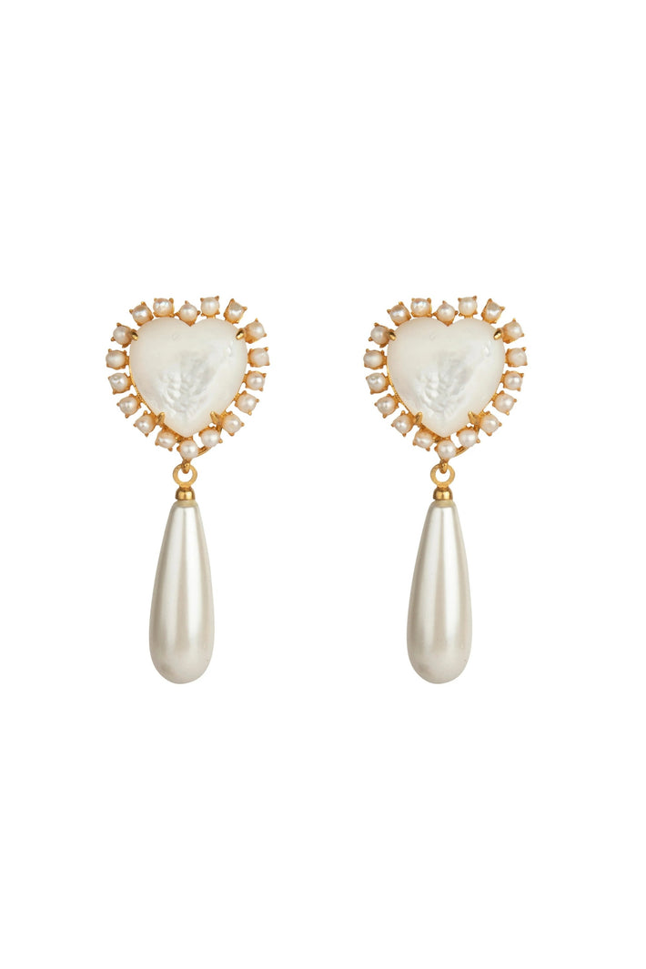 Heart Pearl Drop Earring