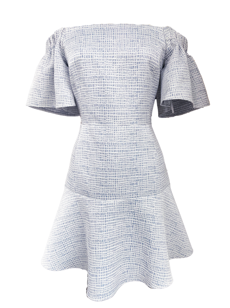 Off the Shoulder Dress - Skybox Brocade
