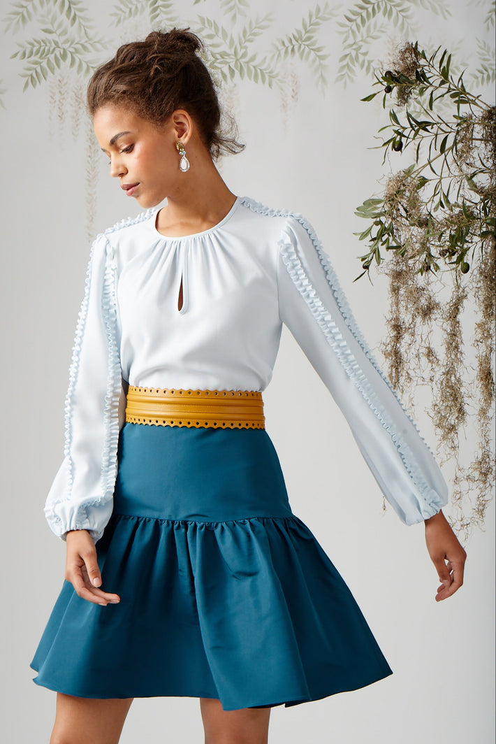 Sangria Skirt - Peacock Silk Faille