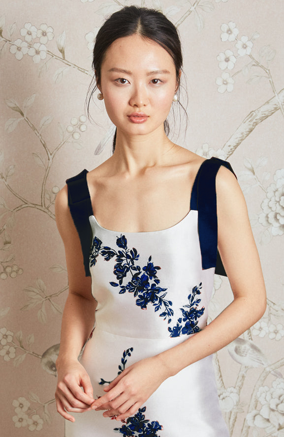 Freesia Dress - Navy Floral Silk Cotton