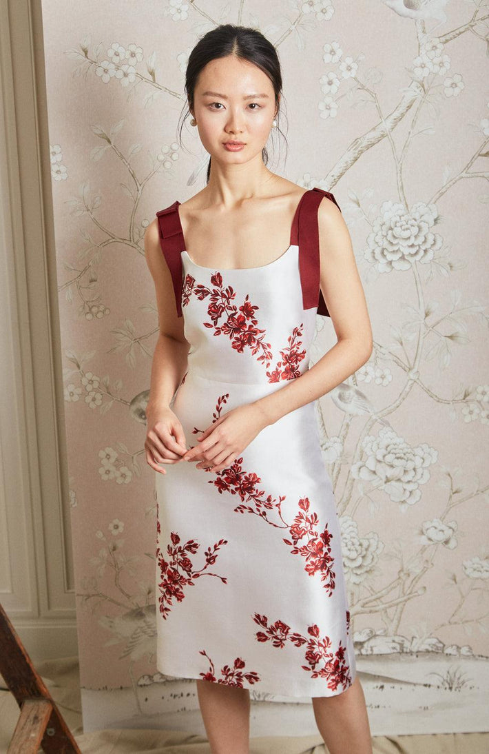 Freesia Dress - Ruby Floral Silk Cotton