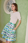 Canterbury Cocktail Skirt - Blue Wave Painted Mikado