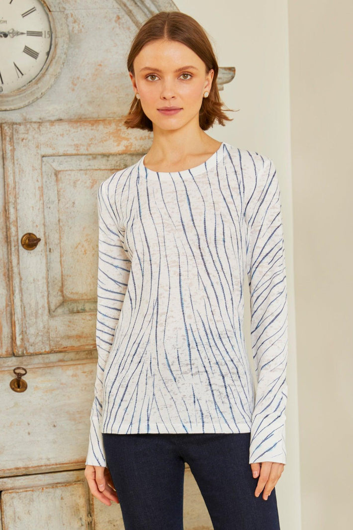 Long Sleeve Waffle Burnout Tee - White Willow