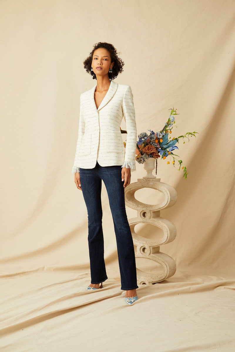 Shawl Collar Blazer - Sky Stripe