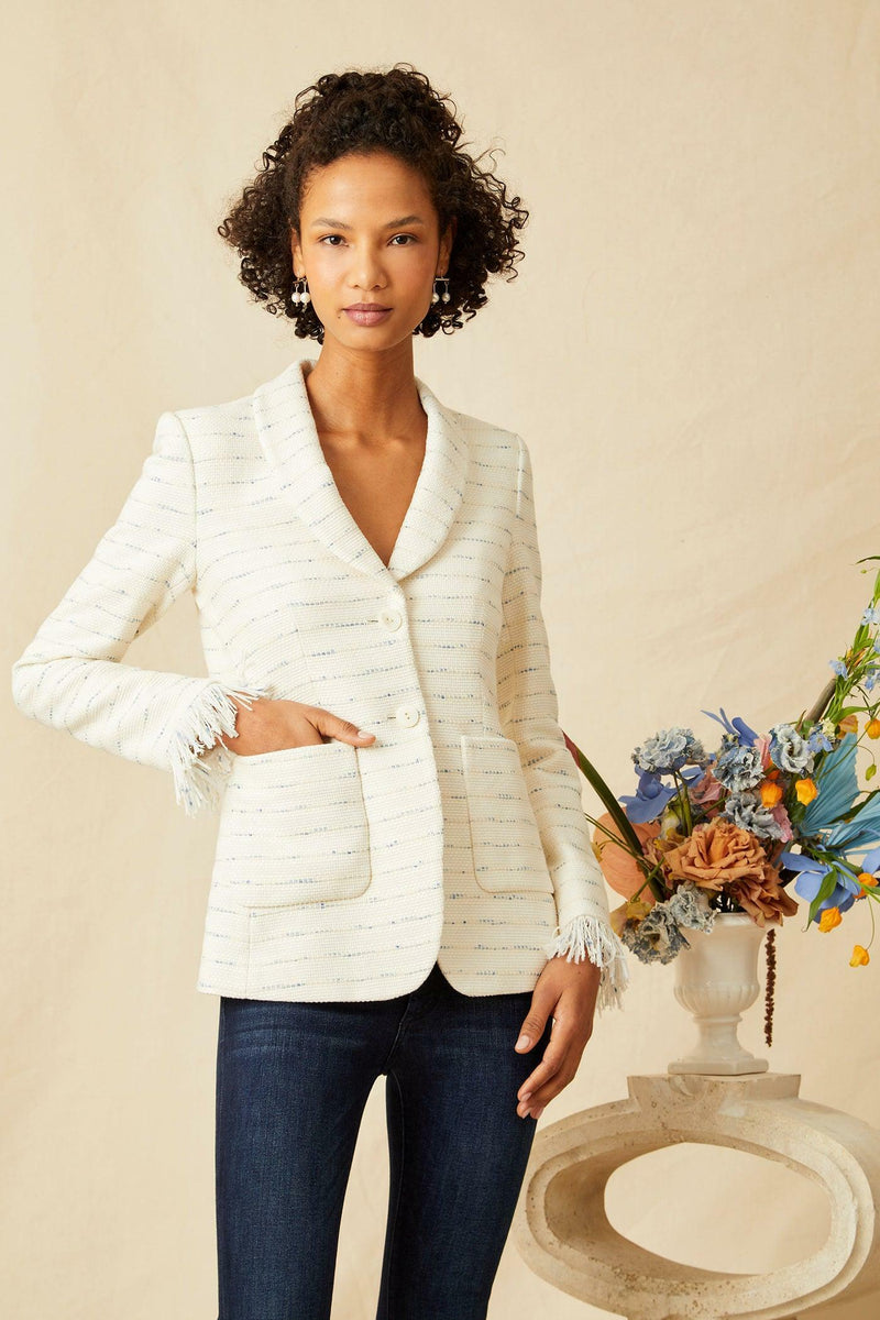 Shawl Collar Blazer - Sky Stripe
