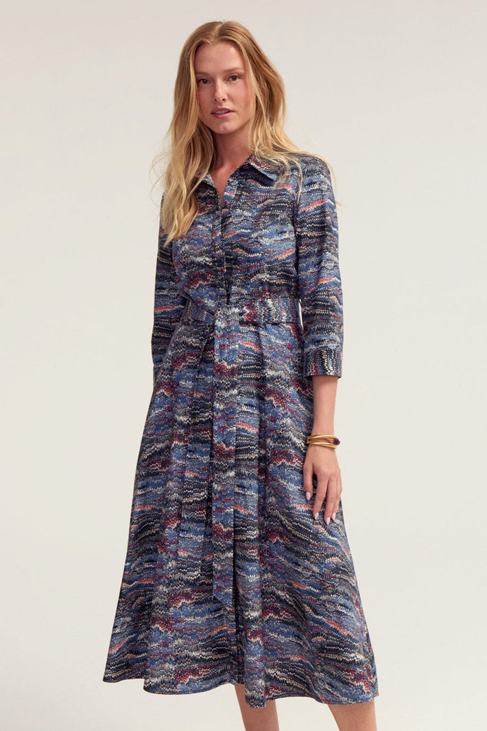 Hepburn Dress - Denim Feathering