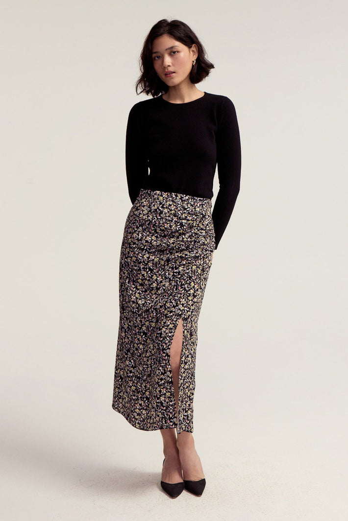 Serrana Skirt - Black Flores
