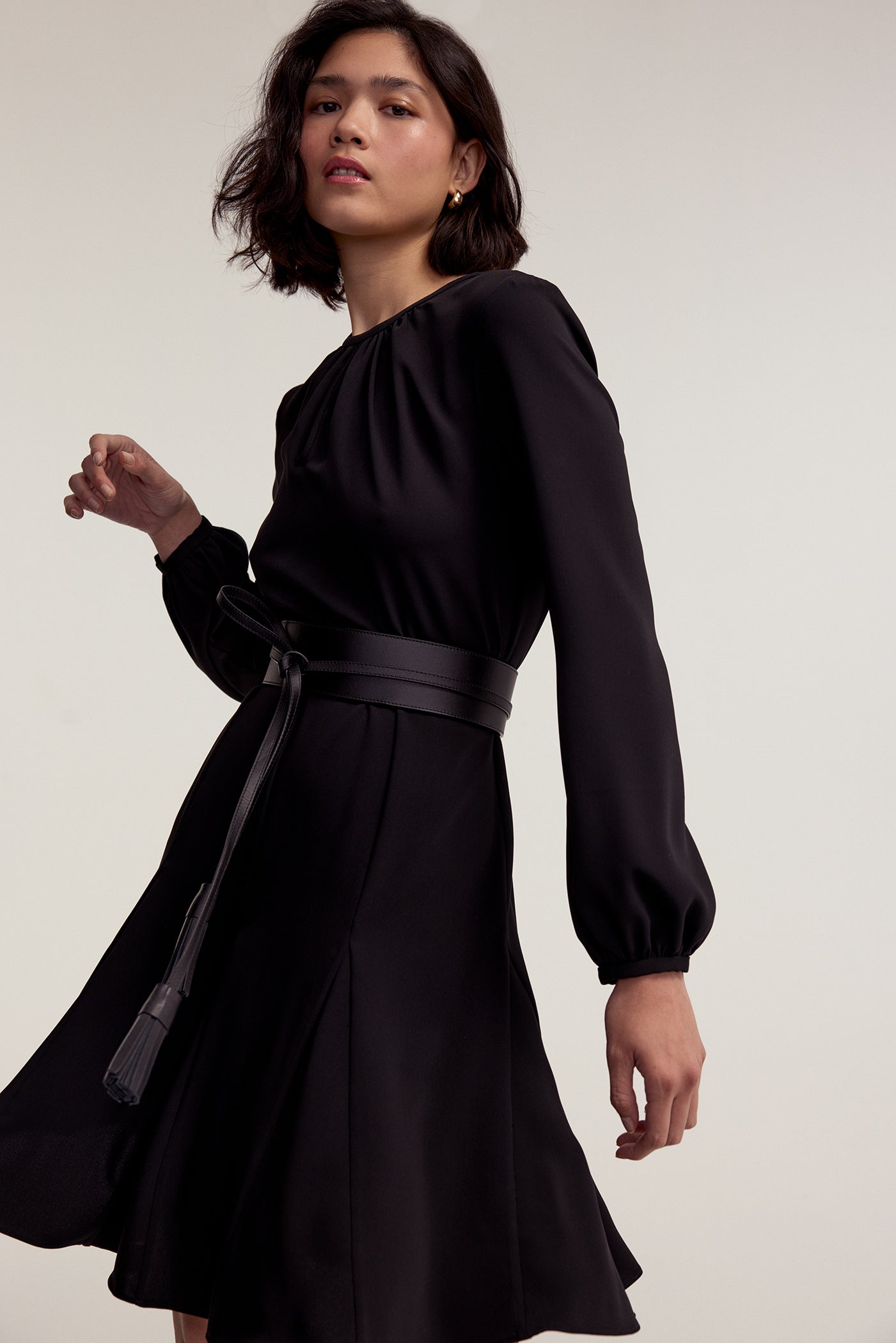 black petal dress Long Sleeve Petal Detail Maxi Dress Black