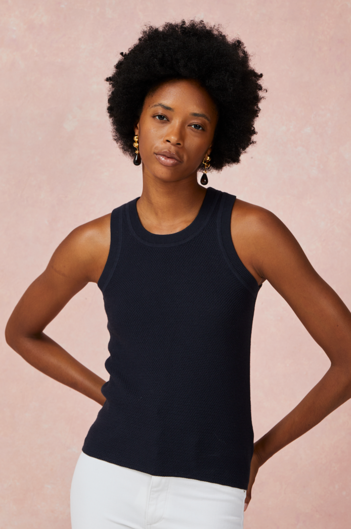 Sol Knit Tank - Navy