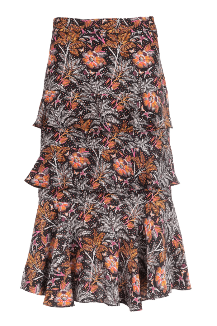 Cascade Ruffle Skirt - Black Desert Oasis