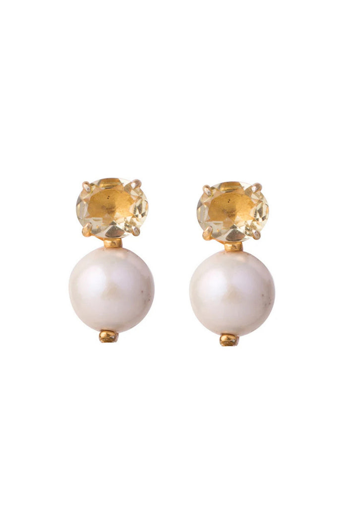 2 Tier Earrings - Clear Quartz and Pearl