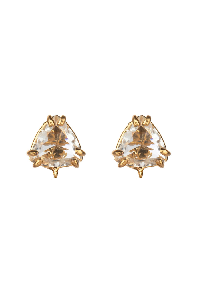 Pyramid Stud Earrings - Quartz