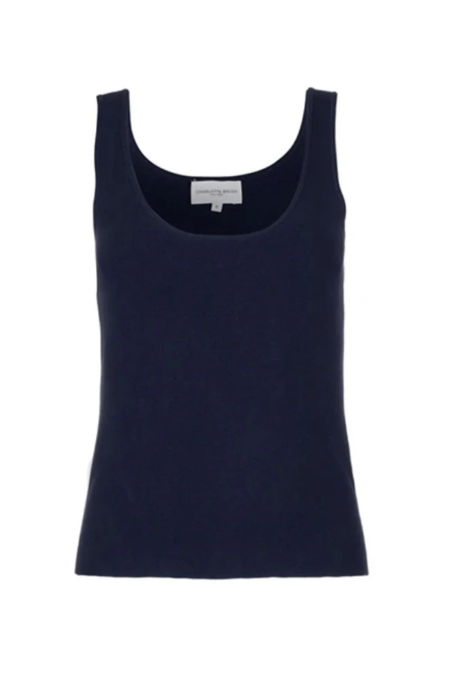 High Low Knit Tank - Navy