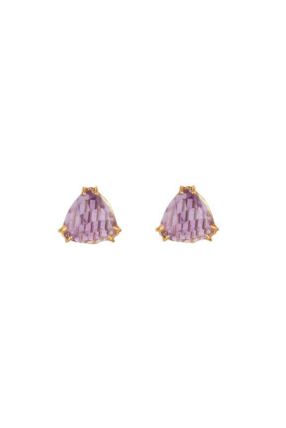 Pyramid Stud Earrings - Amethyst