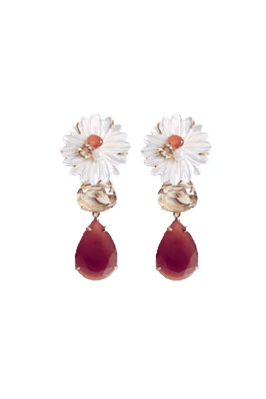 Daisy Flower with Drop Earrings