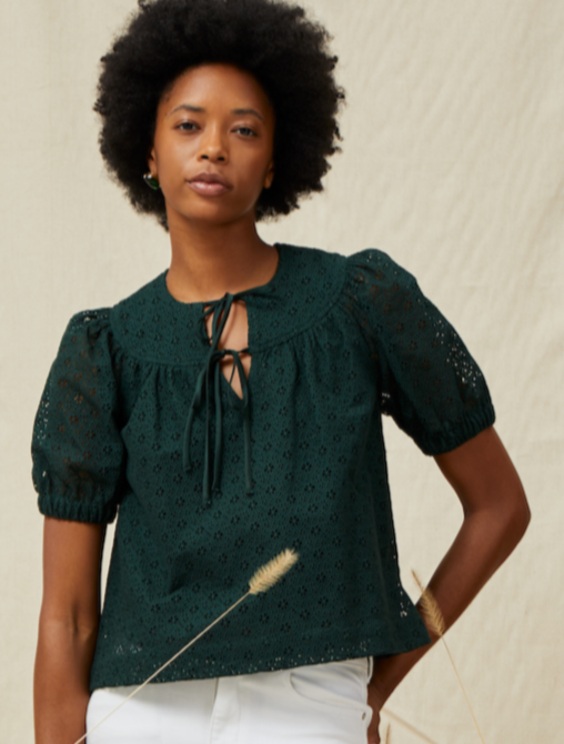 Belle Blouse - Hunter Green