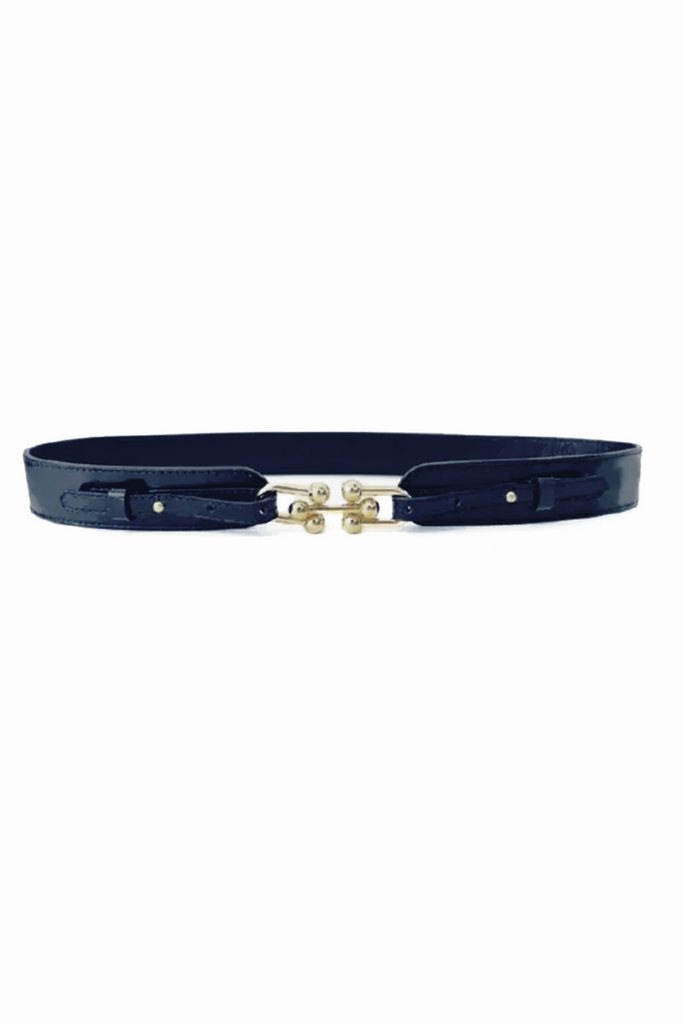 Globe Belt - Navy Leather