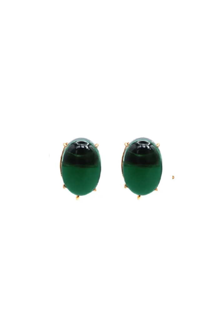 Emerald Cabochon Earrings