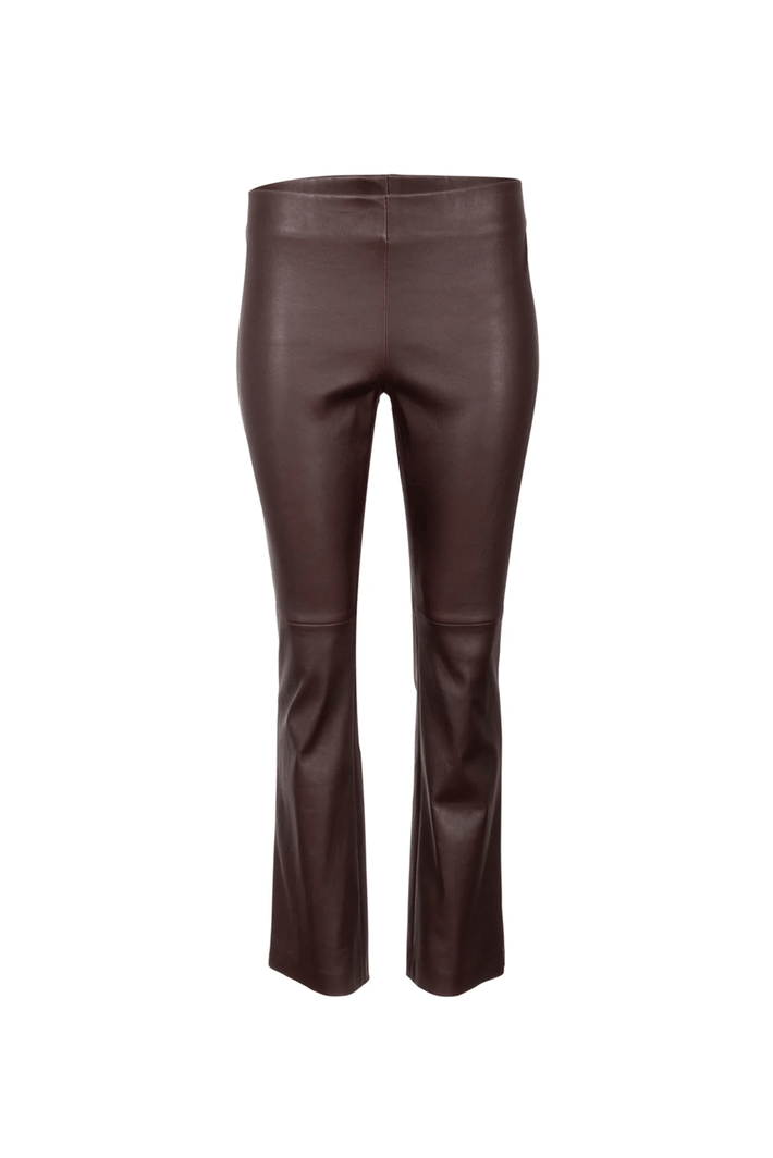 Leather Kick Flare Pant Crop - Burgundy