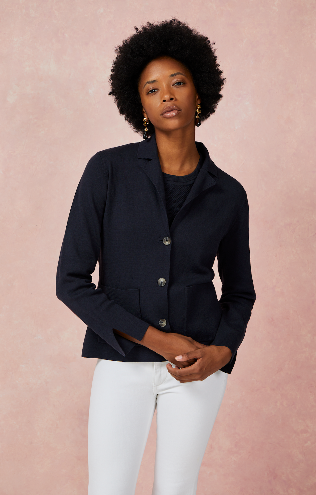 Brighton Knit Blazer - Navy