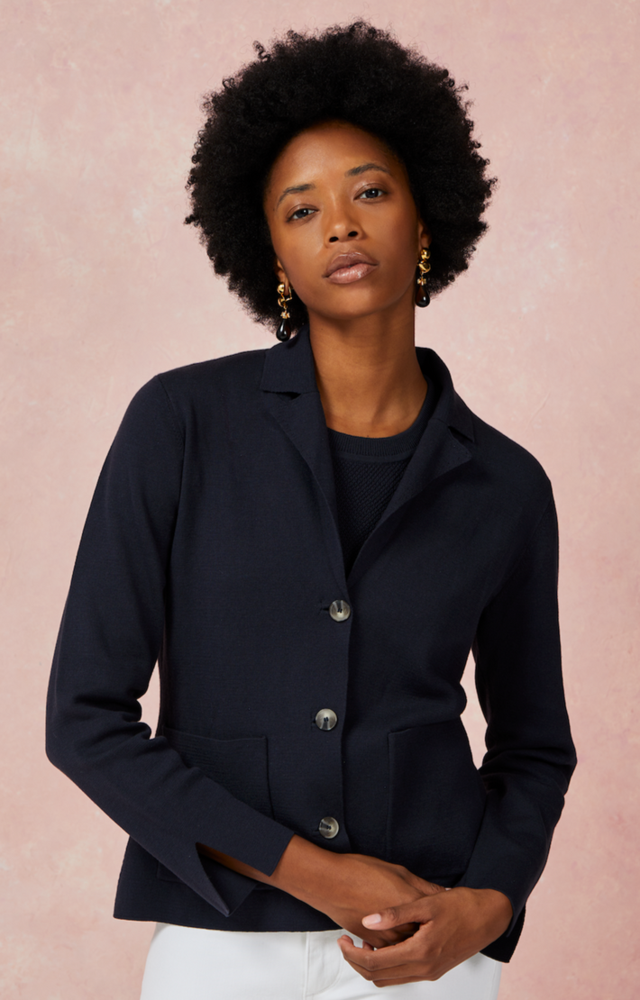 Brighton Knit Blazer - Navy