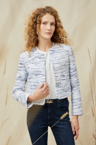 Crescent Blazer - Blue and White