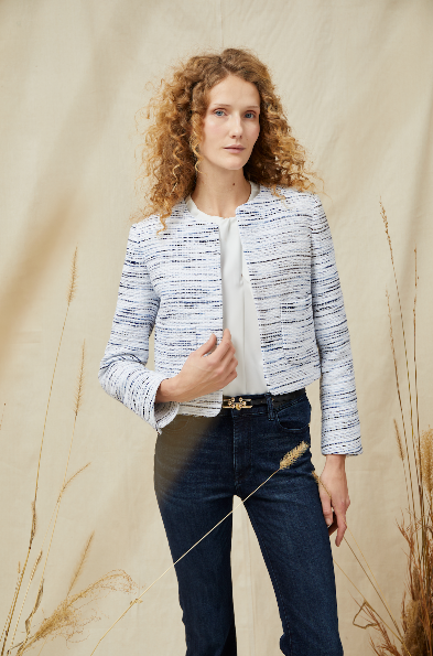 Crescent Blazer - Blue and White