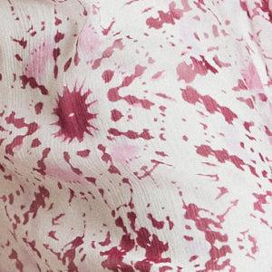 V Neck Crinkle Chiffon Dress in Pink Tie Dye