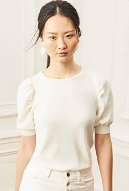 Ruched Sleeve Sweater - Ivory