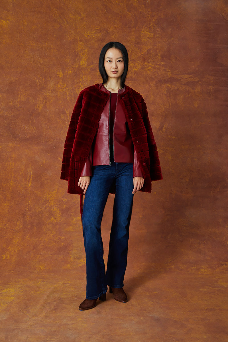 Geometric Shearling - Merlot