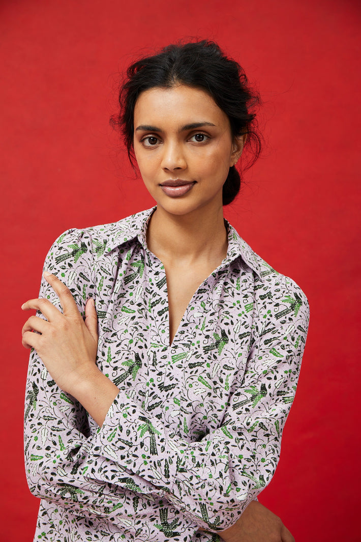 Laurel Blouse Lilac Aztec Batik